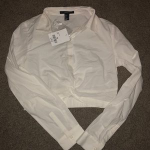 White collard Crop Top